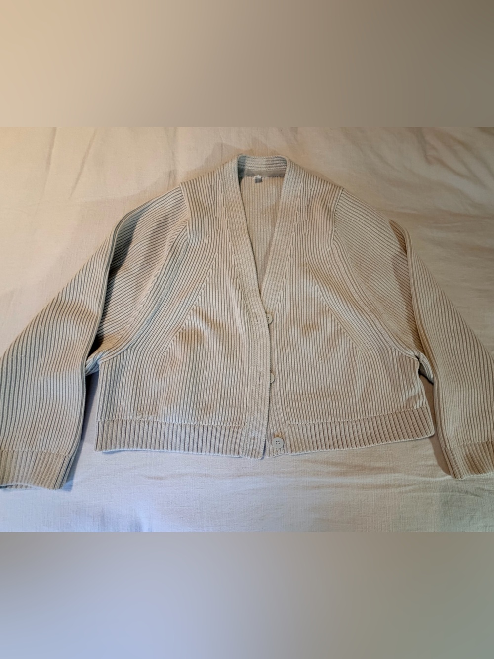 lululemon athletica Cream Ribbed VβNeck cotton blend Cardigan